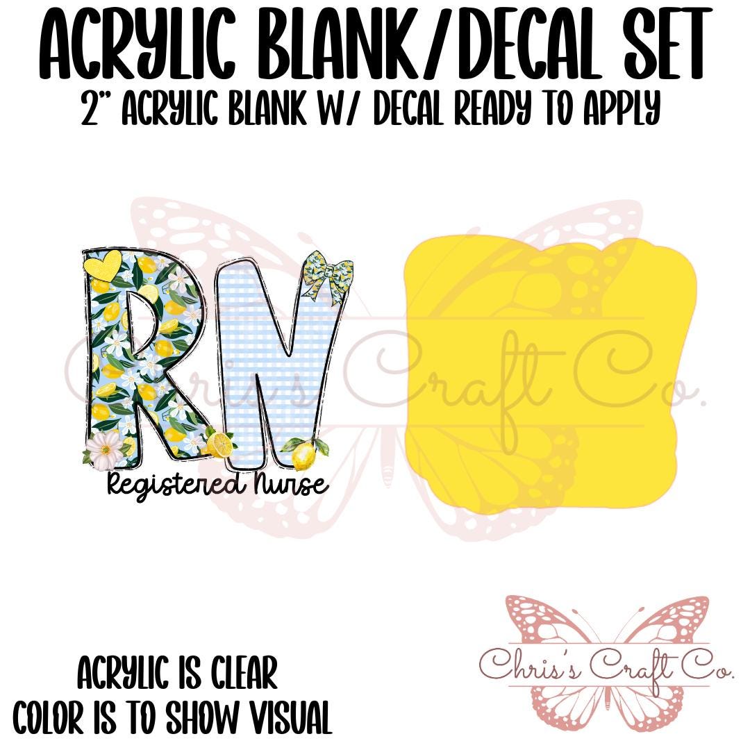 Acrylic Blank RN Lemons UVDTF Decal Set, Diy Badge Reels, UVDTF sticker, Unfinished Badge Reel, Badge Reel Blanks