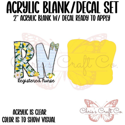 Acrylic Blank RN Lemons UVDTF Decal Set, Diy Badge Reels, UVDTF sticker, Unfinished Badge Reel, Badge Reel Blanks