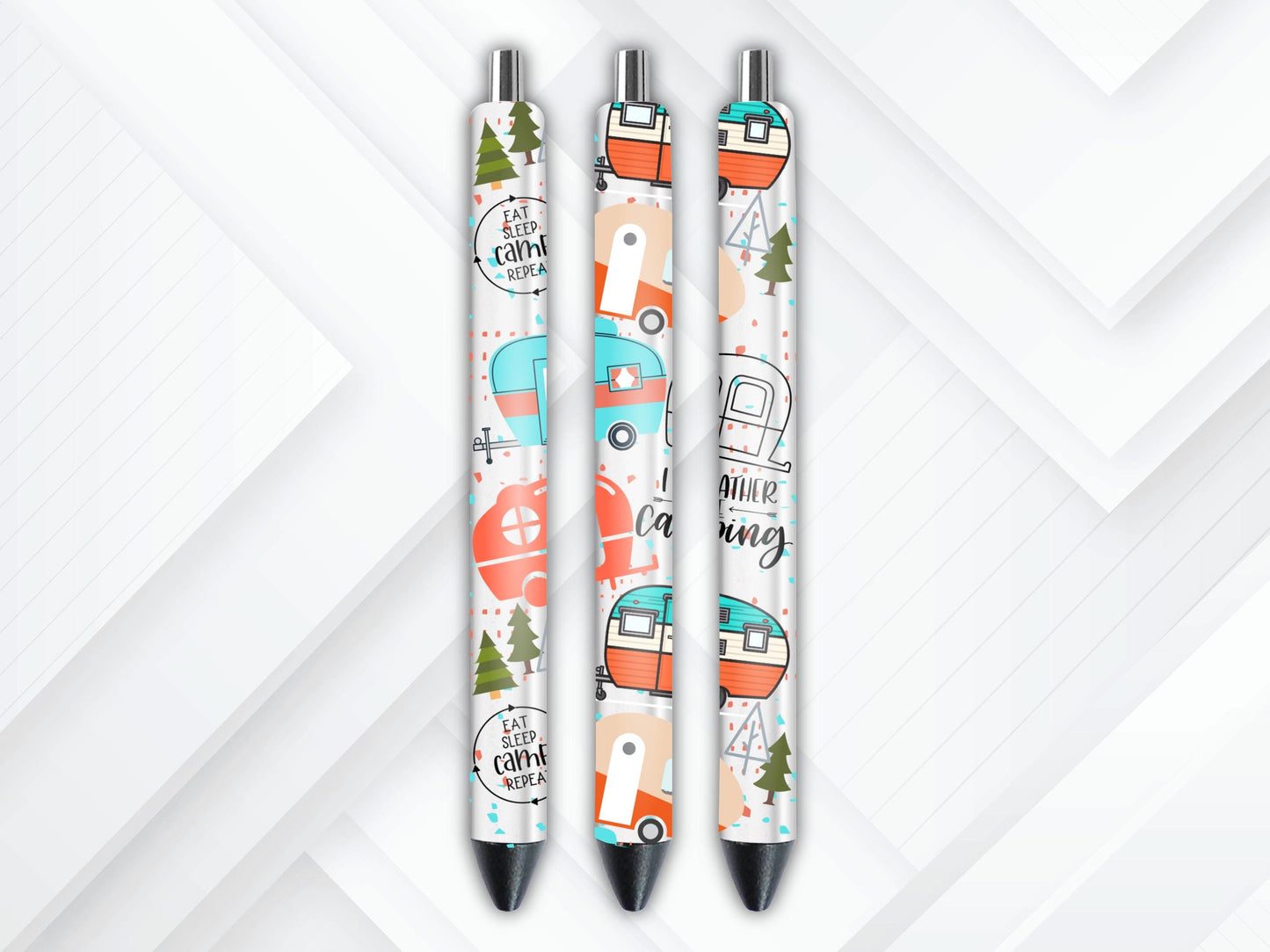 UVDTF Pen Wrap Camper, Rather be Camping Pen Wrap, Ready to apply, Permanent Waterproof Adhesive