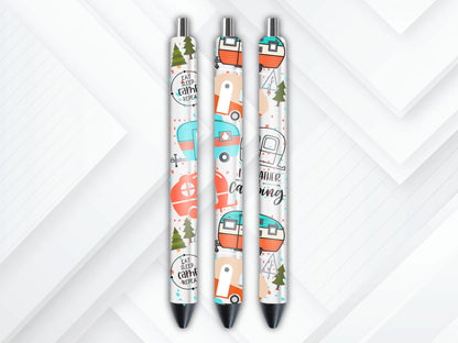 UVDTF Pen Wrap Camper, Rather be Camping Pen Wrap, Ready to apply, Permanent Waterproof Adhesive