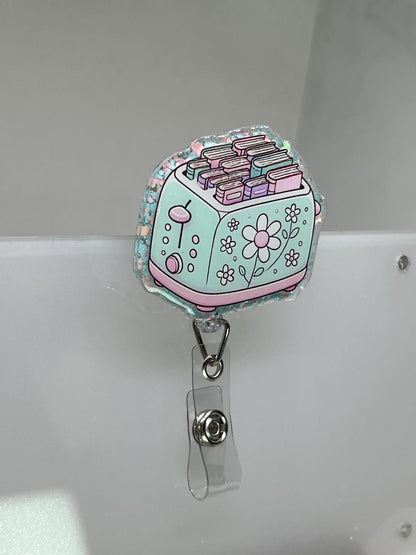 Acrylic Blank Decal Set Books Toaster, DIY Badge Reels, Bow Blank UVDTF sticker, Unfinished Badge Reel, Badge Reel Blank