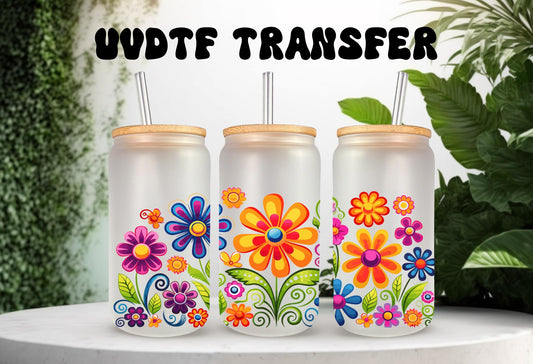 UVDTF Wrap Colorful Retro Flowers