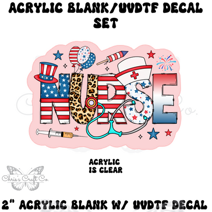 Acrylic Blank Patriotic Nurse Decal, Nurse Badge, DIY Badge Reels, UVDTF sticker, Unfinished Badge Reel, Badge Reel Blanks