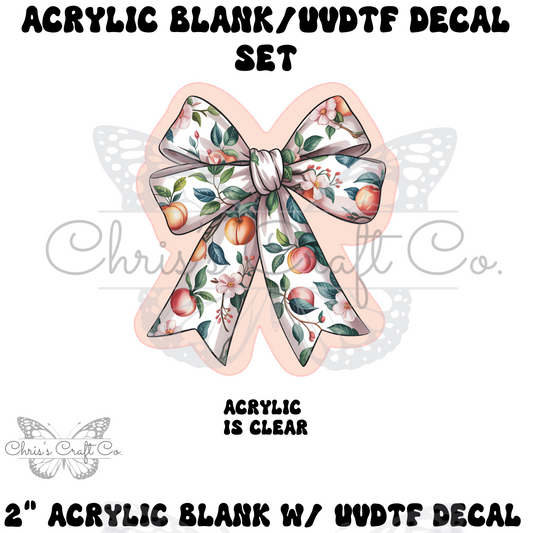 Acrylic Blank Decal Set Peach Coquette Bow, DIY Badge Reels, Bow Blank UVDTF sticker, Unfinished Badge Reel, Badge Reel Blanks