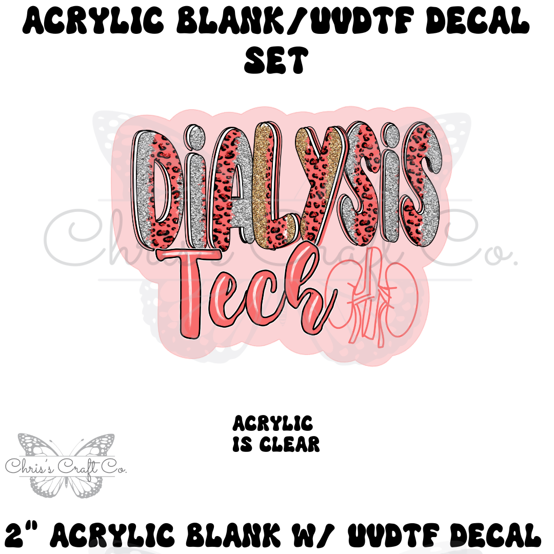 NURSE Acrylic Blank UVDTF Decal Set Dialysis Nurse, Nurse Badge, DIY Badge Reels, UVDTF sticker, Unfinished Badge Reel