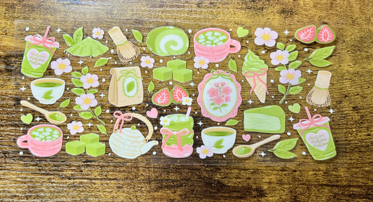 Matcha Drink UVDTF Wrap: 16oz Glass Can Tumbler Decal