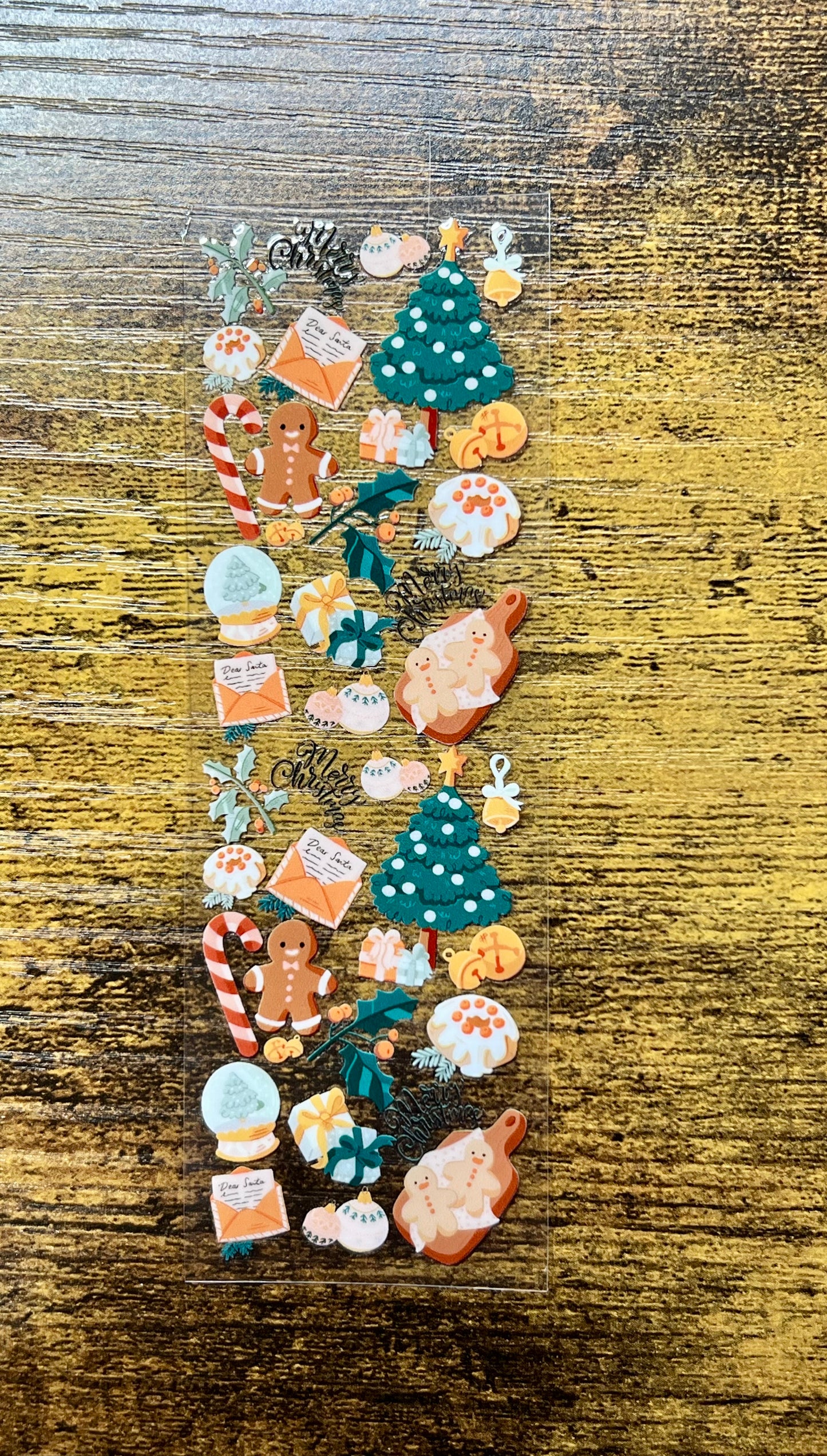 Seasonal UV DTF pen wrap featuring Christmas theme artwork.