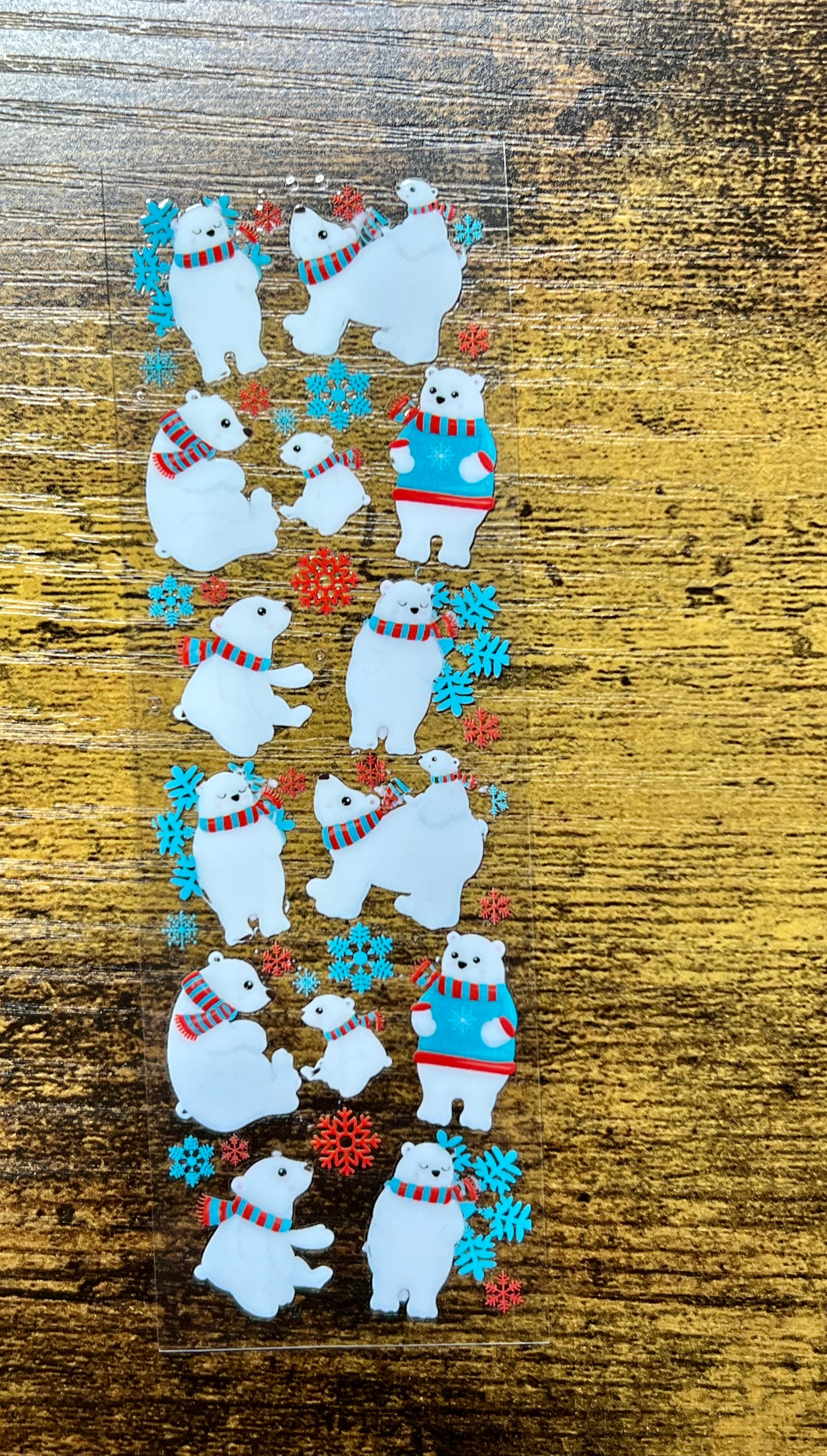 Seasonal UV DTF pen wrap featuring winter polar bear artwork.