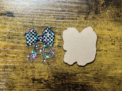 Christmas Medical Checkered Lights  Acrylic Blank Decal Set, DIY Badge Reels, Unfinished Badge Reel, Badge Reel Blanks