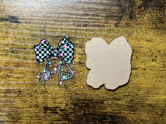 Christmas Medical Checkered Lights  Acrylic Blank Decal Set, DIY Badge Reels, Unfinished Badge Reel, Badge Reel Blanks