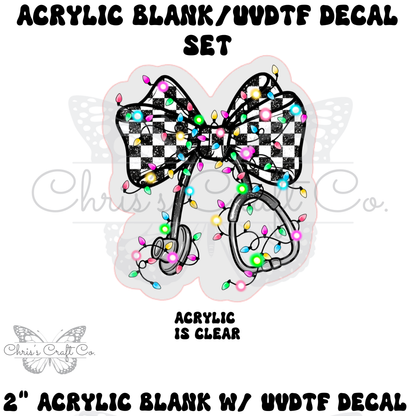 Christmas Medical Checkered Lights  Acrylic Blank Decal Set, DIY Badge Reels, Unfinished Badge Reel, Badge Reel Blanks