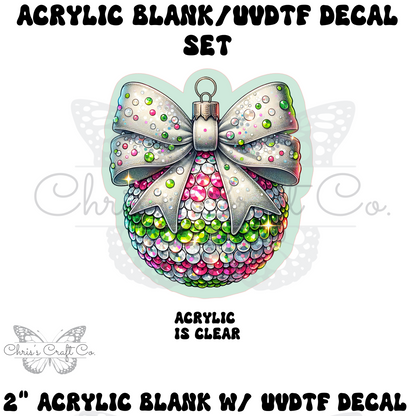 Rhinestone Ornament Pik/Green Acrylic Blank Decal Set, DIY Badge Reels, Unfinished Badge Reel, Badge Reel Blanks