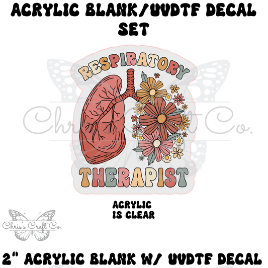 DIY Retro Respiratory Therapist lungs Badge Reel Set: Acrylic Blank & UVDTF Decal