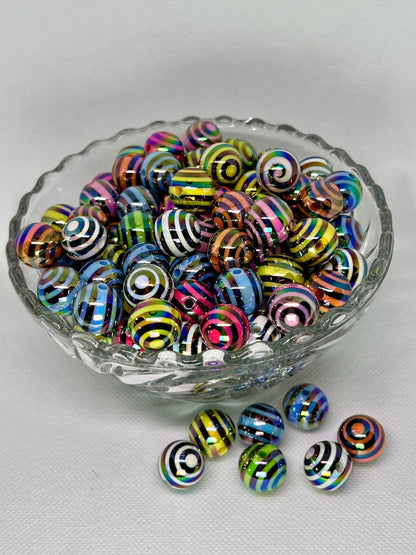 16mm Shiny Swirl Stripes Acrylic Beads, Acrylic Gumball Beads in Bulk, 16mm Beads, 16mm Bubble Gum Beads, DIY ideas