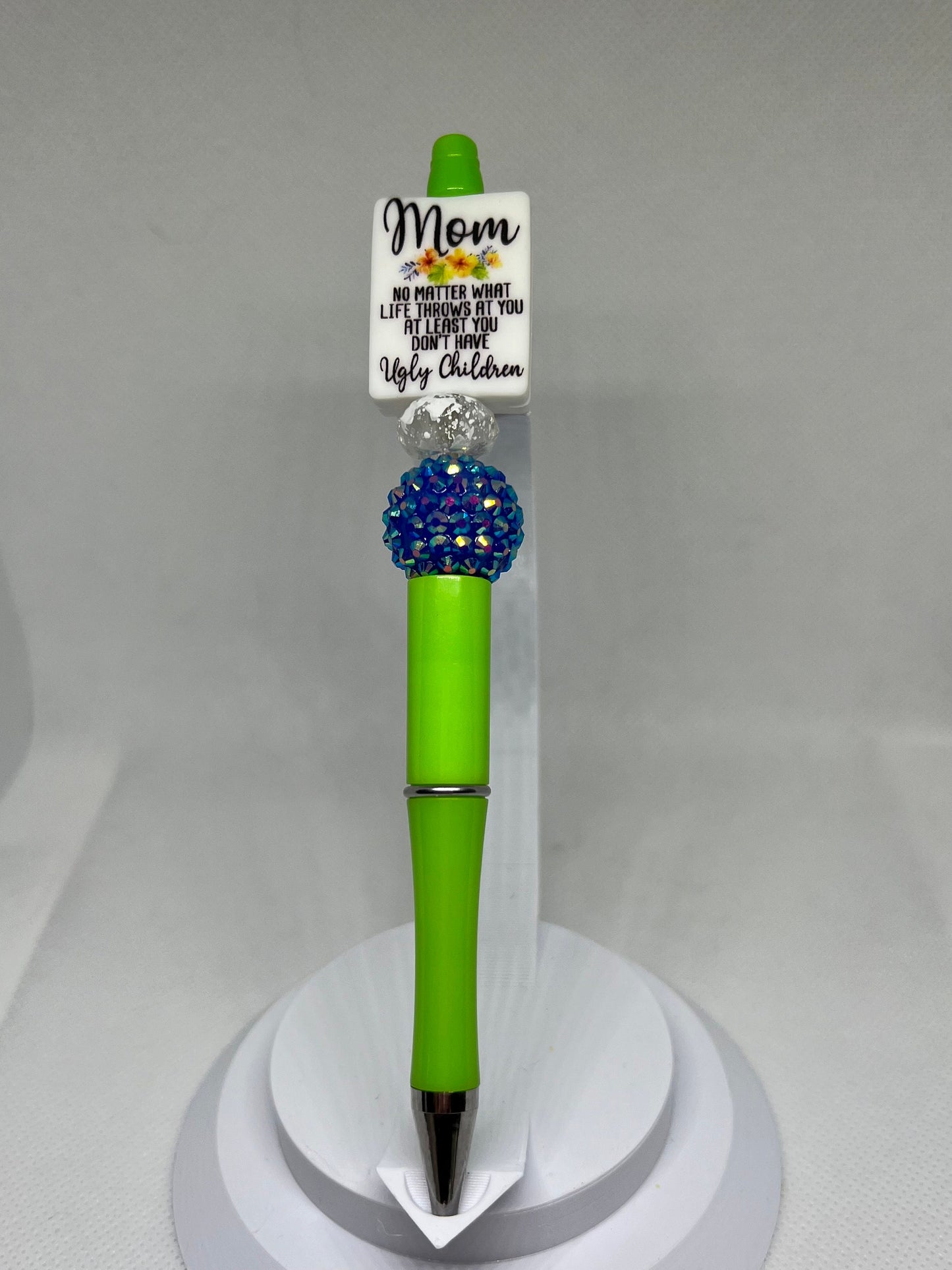 Mom No Matter What Life Throws at You at Least You Don’t Have Ugly Children, Retractable Ink Beaded Pen, Mom Gifts, Funny Pen