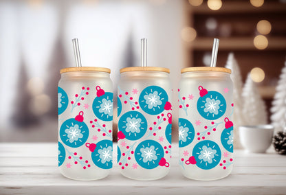 Can Glass Wrap - Christmas Ornament Adhesive Cup Wrap for 16oz Tumbler, Double Sided