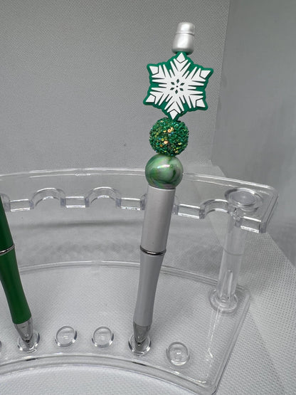 Beaded Pen Snowflake, Fun Pens Acrylic Beads, Custom Pen, Retractable Ink Pen, Gifts for her, Teach