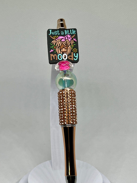 Beaded Pen Highland Cow Just a Little Moody