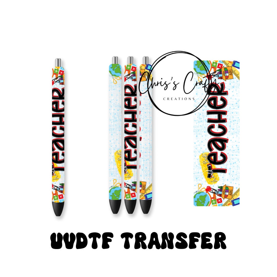UVDTF Pen Wrap Teacher Pen Wrap, Ready to Apply Permanent Waterproof Adhesive