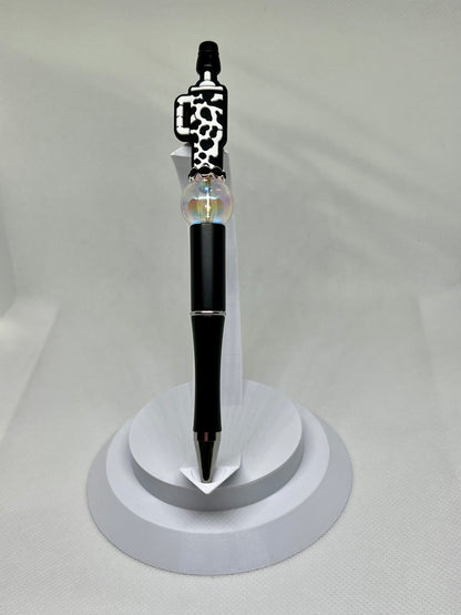 Beaded Tumbler Cow Print Ink Pen, Sarcastic Pen, Fun Pens Acrylic Beads, Custom Pen, Retractable Ink Pen, Gifts, Graduation