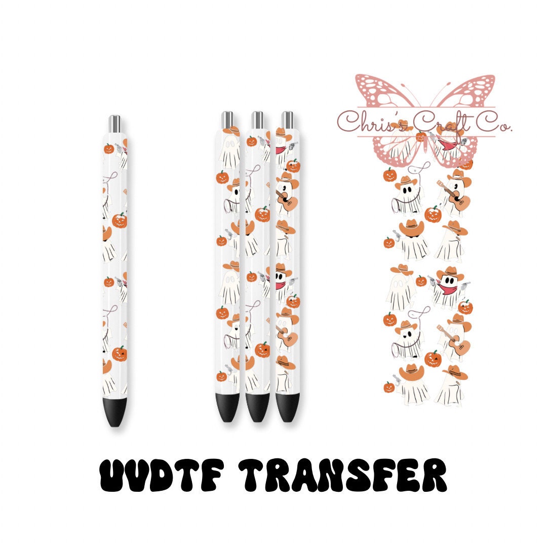 UVDTF Pen Wrap Cowboy Ghost, Halloween Wrap, Permanent Adhesive Waterproof, Ready to apply