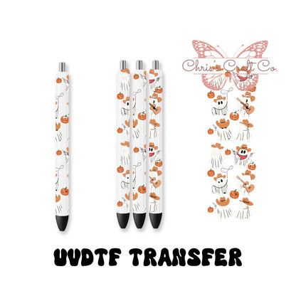 UVDTF Pen Wrap Cowboy Ghost, Halloween Wrap, Permanent Adhesive Waterproof, Ready to apply