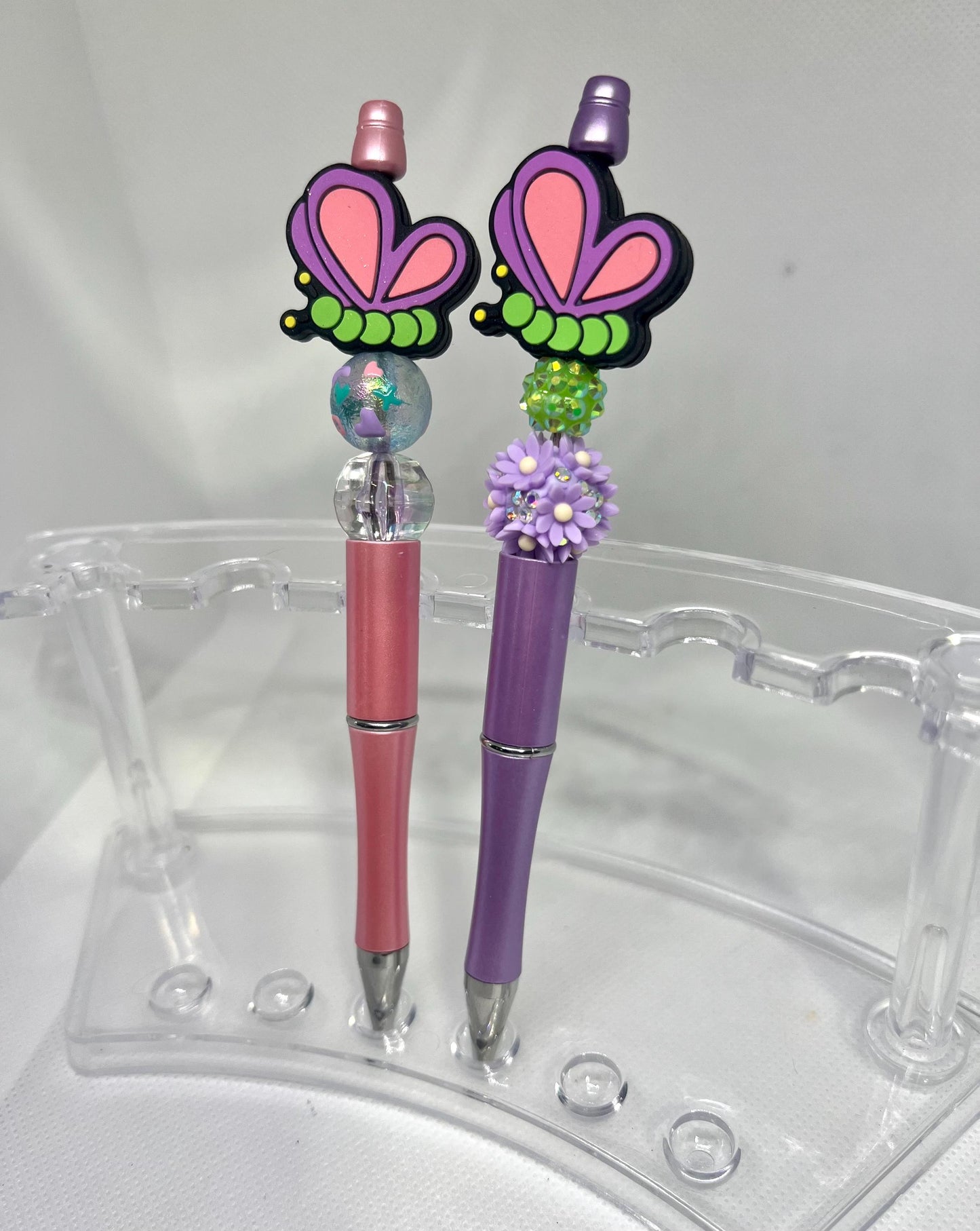 Butterfly Beaded Pen, Refillable Ink Pen, Sarcastic Pen, Fun Pens Acrylic Beads, Custom Pen, Retractable Ink Pen, Graduation