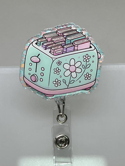 Acrylic Blank Decal Set Books Toaster, DIY Badge Reels, Bow Blank UVDTF sticker, Unfinished Badge Reel, Badge Reel Blank