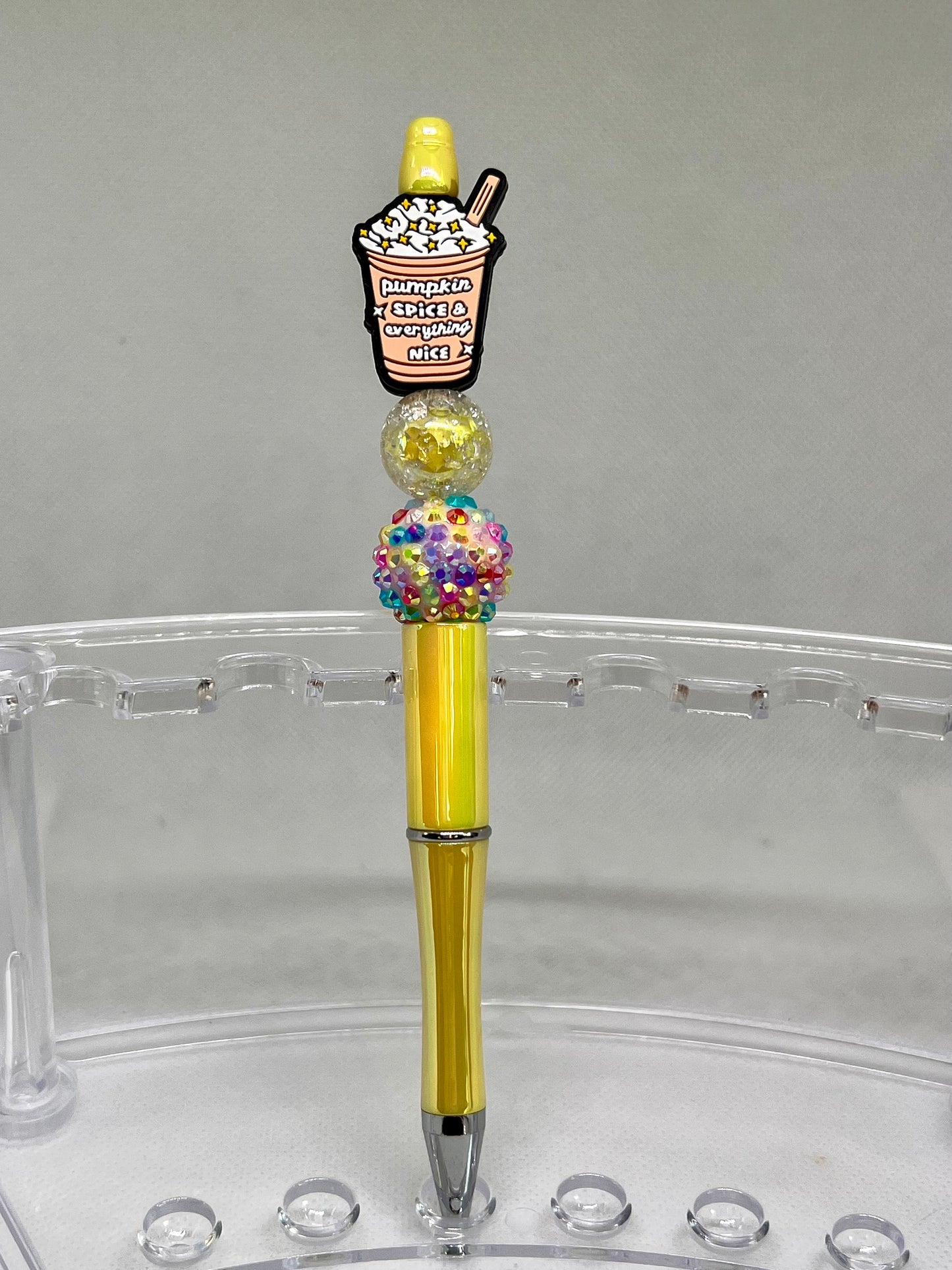 Pumpkin Spice Beaded Pen Everything Nice, Fun Pens Acrylic Beads, Custom Pen, Retractable Ink Pen, Gifts for her, Gifts for Teacher,
