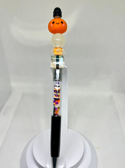 Beaded Shaker Pen Fall Pumpkin, Fun Pens Acrylic Beads, Custom Pen, Retractable Ink Pen, Gifts for her, Teacher, Nurses, Medical