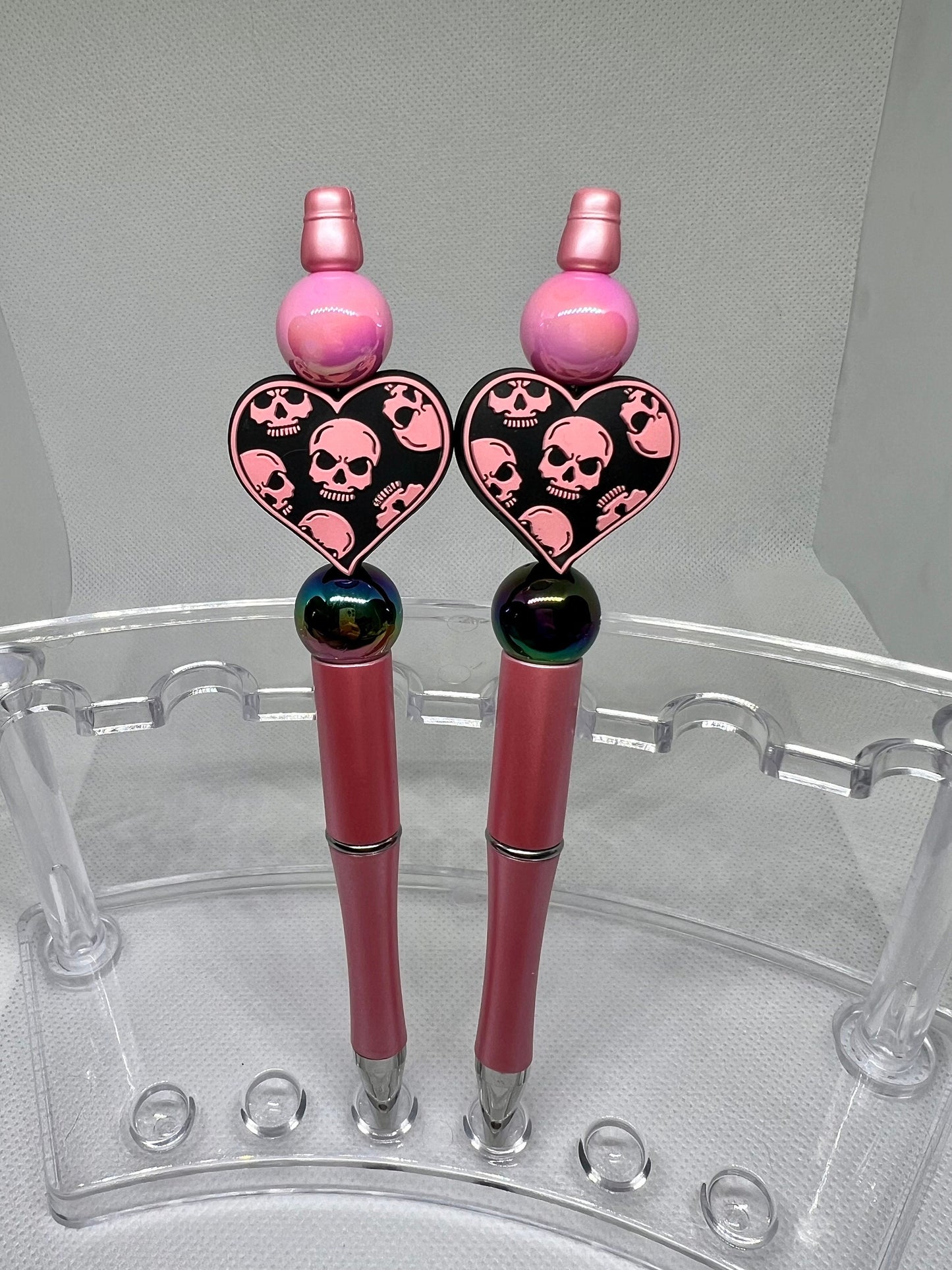 Skeleton Heart Beaded Pen, Sarcastic Pen, Fun Pens Acrylic Beads, Custom Pen, Retractable Ink Pen, Graduation