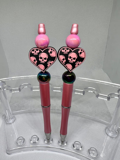 Skeleton Heart Beaded Pen, Sarcastic Pen, Fun Pens Acrylic Beads, Custom Pen, Retractable Ink Pen, Graduation