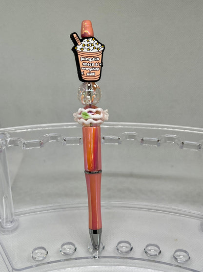 Pumpkin Spice Beaded Pen Everything Nice, Fun Pens Acrylic Beads, Custom Pen, Retractable Ink Pen, Gifts for her, Gifts for Teacher,