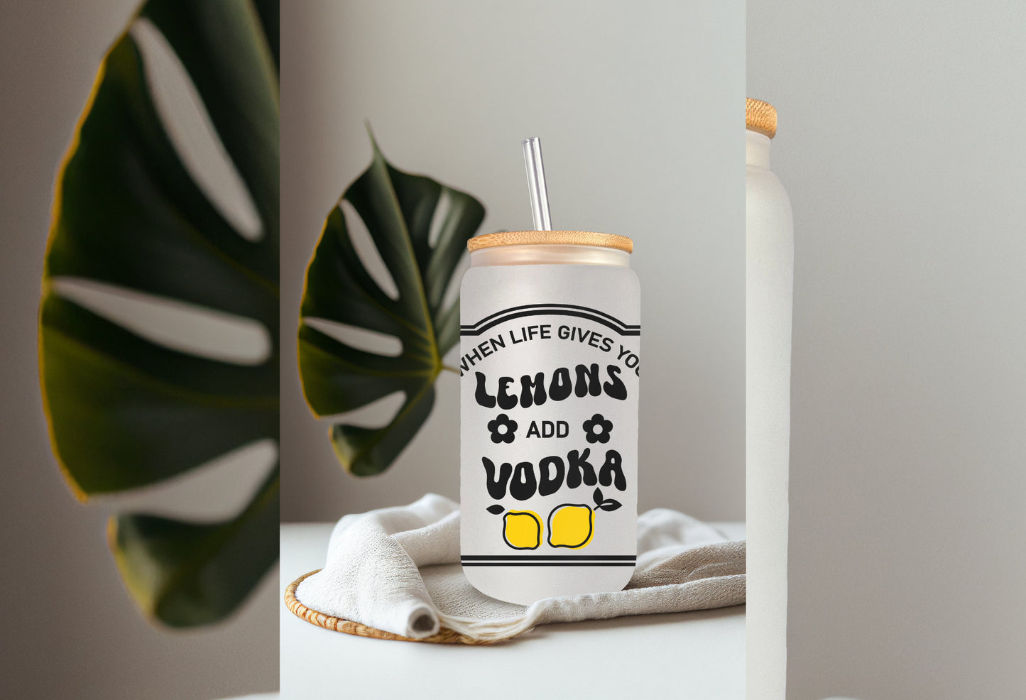 UVDTF Wrap Lemons you Add Vodka 16oz Can Glass, Mug Tumbler, Ready to Apply, Permanent Waterproof Adhesive