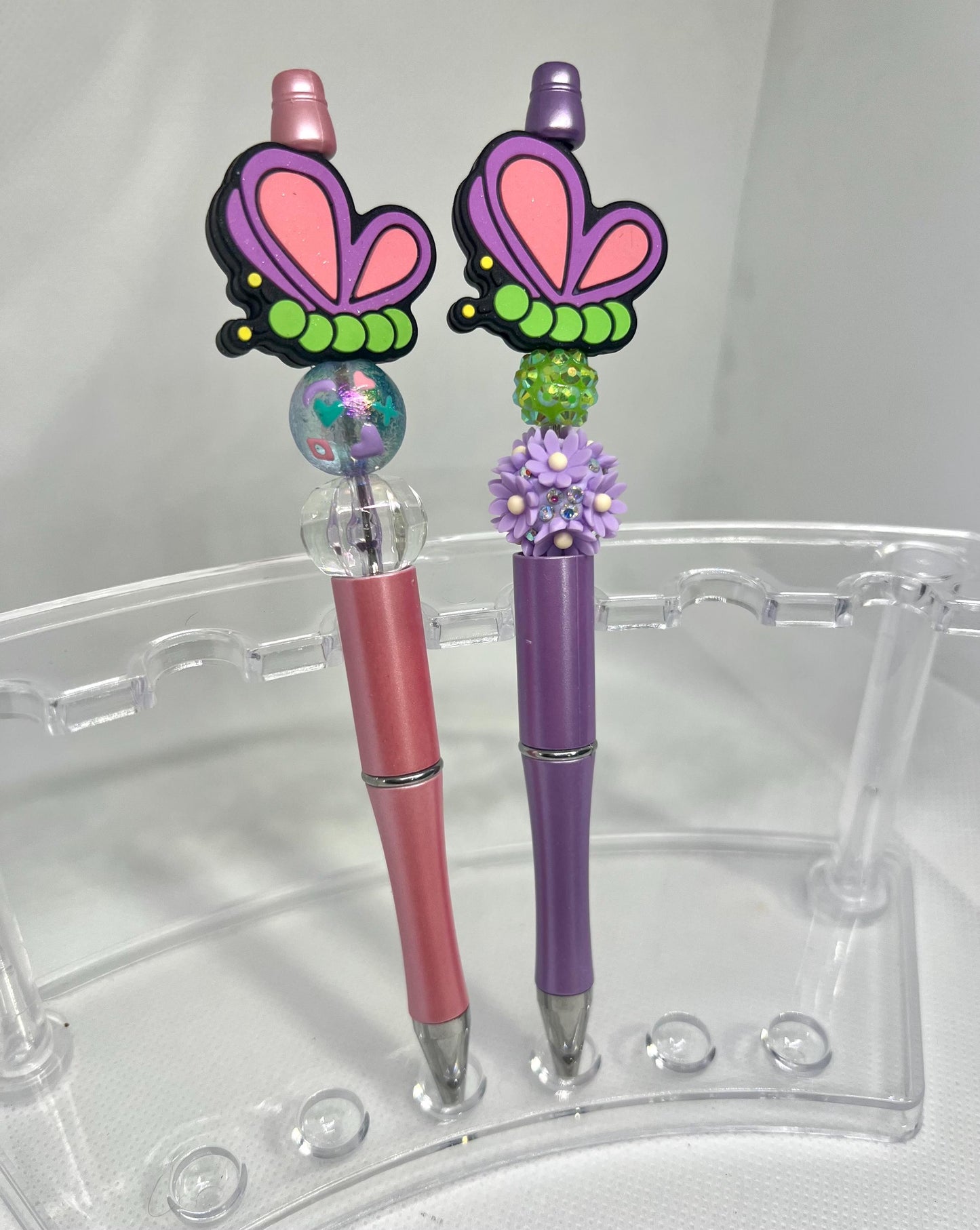 Butterfly Beaded Pen, Refillable Ink Pen, Sarcastic Pen, Fun Pens Acrylic Beads, Custom Pen, Retractable Ink Pen, Graduation