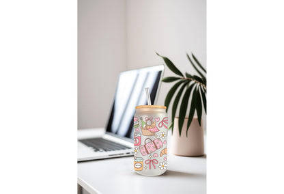 UVDTF Wrap Spring Picnic Sourdough 16oz Can Glass Mug Tumbler, Spring Picnic Wrap, Ready to apply, Permanent Waterproof Adhesive