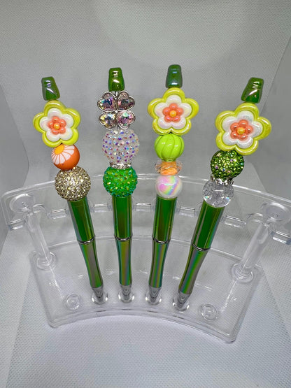Beaded Pen Retro Flower, Refillable Ink Pen, Sarcastic Pen, Fun Pens Acrylic Beads, Custom Pen, Retractable Ink Pen, Graduation