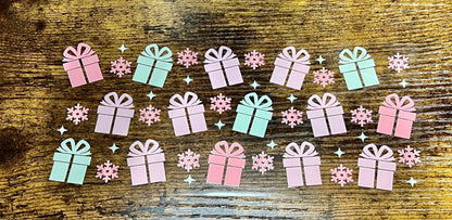 UVDTF WRAPS Pastel Pink Christmas Wrap Bundle Set of 4 for 16oz Can Glass Mug Tumbler, Ready to Apply, Permanent Waterproof Adhesive