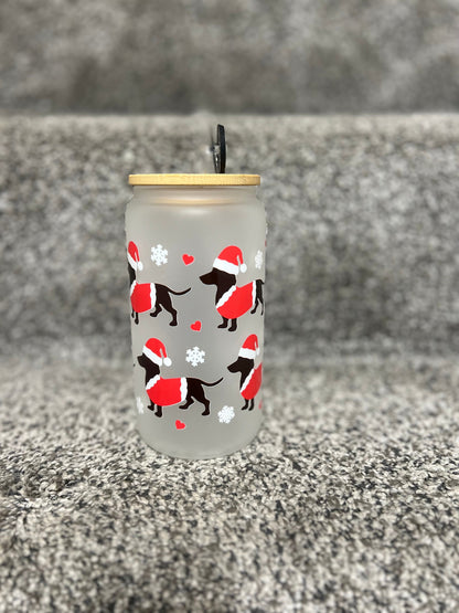 16oz Can Glass Frosted with Lid and Straw, Add on UVDTF Transfer Wrap, Gift for her, Customized Gifts, Graduation Gift