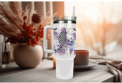 UVDTF Wrap Halloween Retro Pastel 16 oz Can Glass Mug Tumbler, Ready to Apply, Permanent Waterproof Adhesive