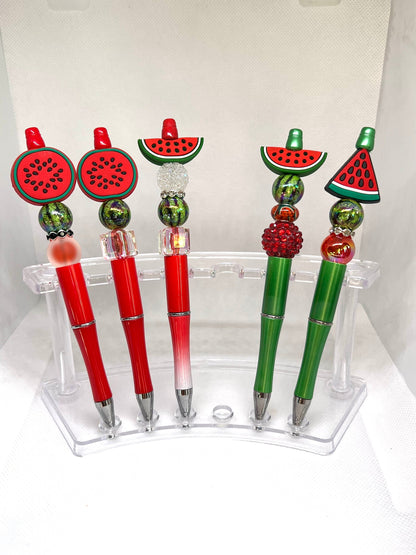 Watermelon Slices Seeds Beaded Pen, Fun Pens Acrylic Beads, Custom Pen, Retractable Ink Pen, Gifts for her, Gifts for Teacher,
