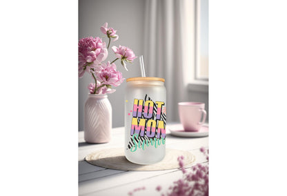 UVDTF Wrap Hot Mom Summer Zebra print 16oz Can Glass Mug Tumbler, Ready to apply, Permanent Waterproof Adhesive