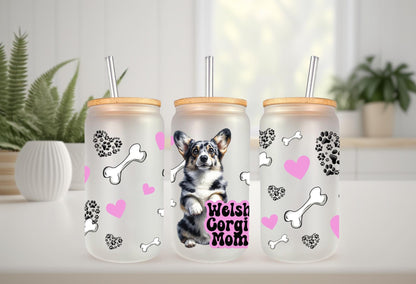 UVDTF Wrap Corgi Mom for 16oz Can Glass Mug Tumbler,  Ready to Apply, Permanent Waterproof Adhesive