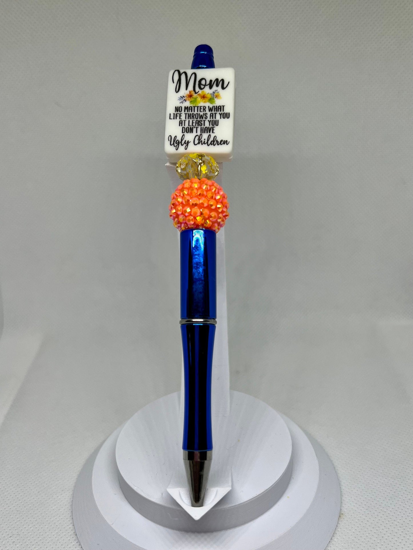 Mom No Matter What Life Throws at You at Least You Don’t Have Ugly Children, Retractable Ink Beaded Pen, Mom Gifts, Funny Pen