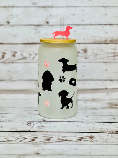 16oz Can Glass Frosted with Lid and Straw, Add on UVDTF Transfer Wrap, Gift for her, Customized Gifts, Graduation Gift