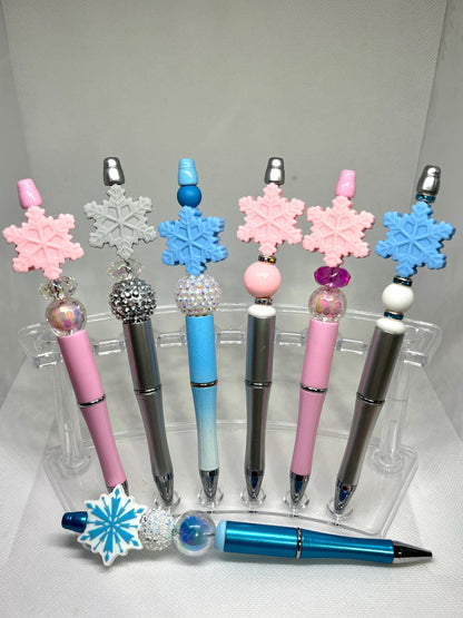 Beaded Pen Winter Snowflake Ink Pen, Snowflake Pen, Nurse Gifts, Teacher Gifts, Graduation Gifts, Gifts for Her, Retractable Pen