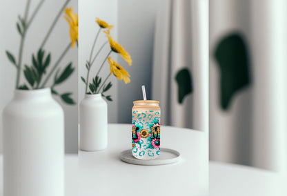 UVDTF Wrap Mom Floral 16oz Can Glass Mug Tumbler, Ready to apply, Permanent Adhesive Waterproof