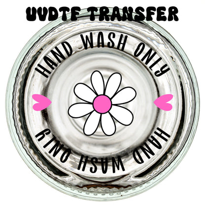 2” Round UVDTF Daisy Hand Wash Only Transfer for glasses and cups by the sheet, Permanent Adhesive Waterproof, Ready to Apply