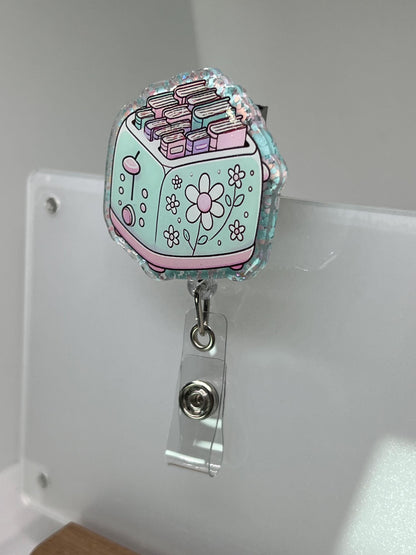 Acrylic Blank Decal Set Books Toaster, DIY Badge Reels, Bow Blank UVDTF sticker, Unfinished Badge Reel, Badge Reel Blank