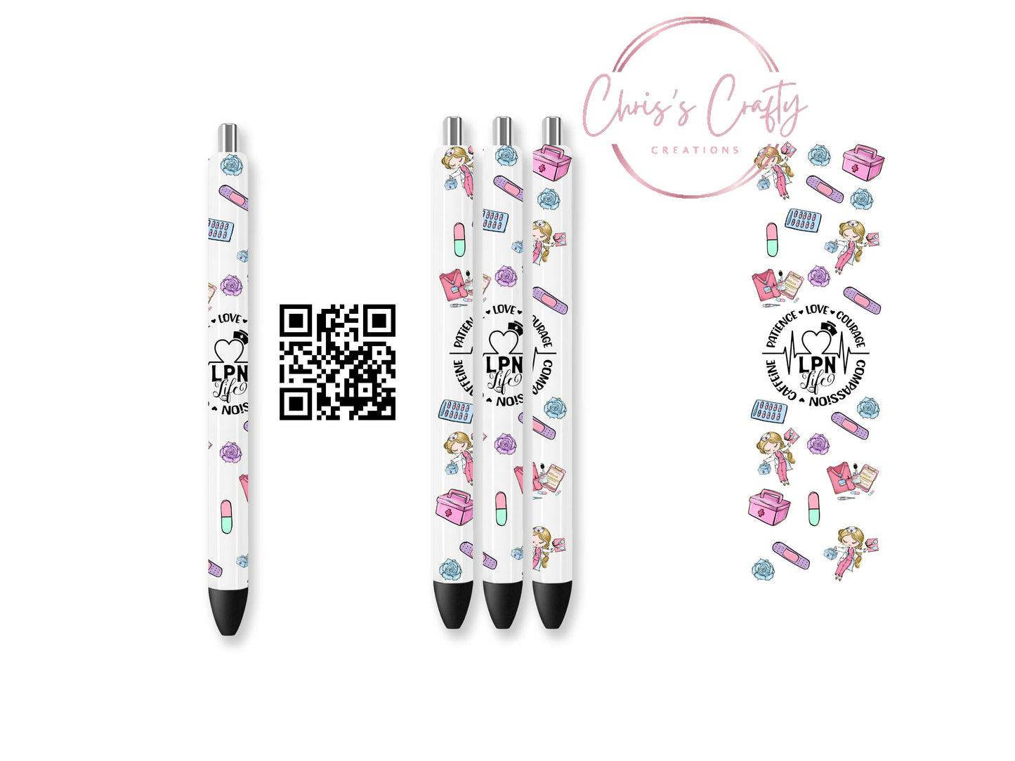 UVDTF Pen Wrap Nurse LPN RN MA, Ready to Apply, Permanent Waterproof Adhesive